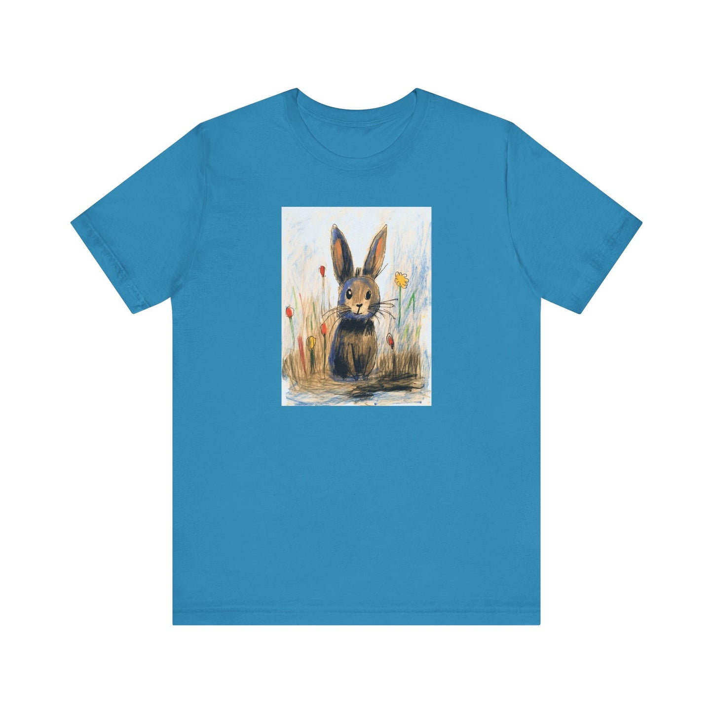 Child's Drawing of a Bunny Rabbit   Unisex Jersey Short Sleeve Tee