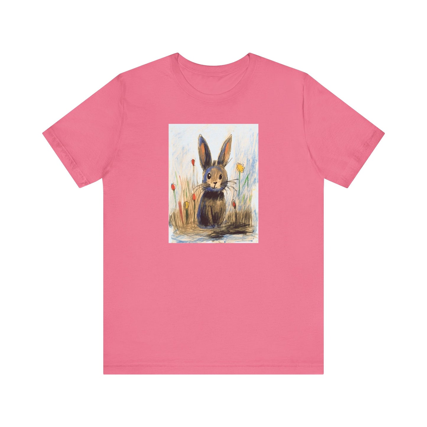 Child's Drawing of a Bunny Rabbit   Unisex Jersey Short Sleeve Tee