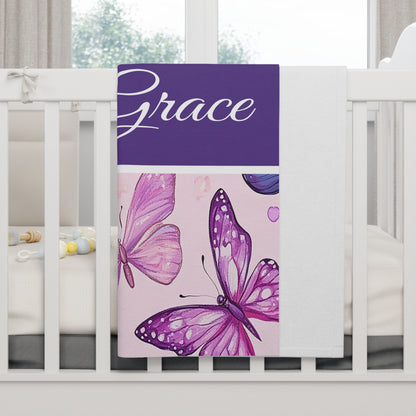 Lilly Grace Soft Fleece Baby Blanket with Butterfly Design