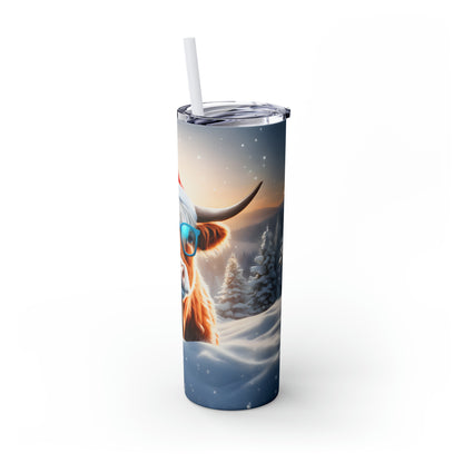 Christmas Cow  Skinny Tumbler with Straw, 20oz