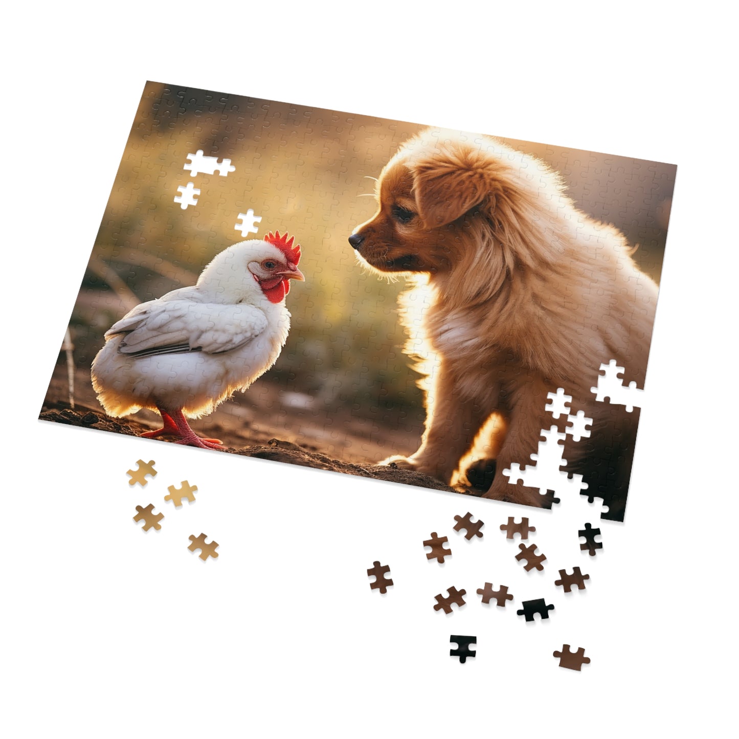 Baby Rooster and Puppy Jigsaw Puzzle (30, 110, 252, 500,1000-Piece)