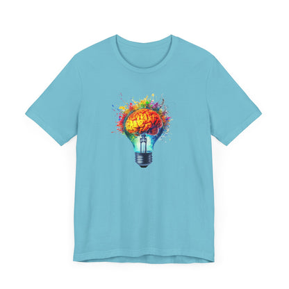 Light Bulb Moment- Unisex Jersey Short Sleeve Shirt with Colorful Idea Design