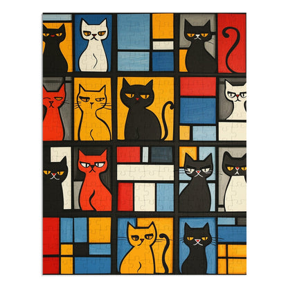 Abstract Cat Blocks Jigsaw Puzzle (30, 110, 252, 500,1000-Piece)