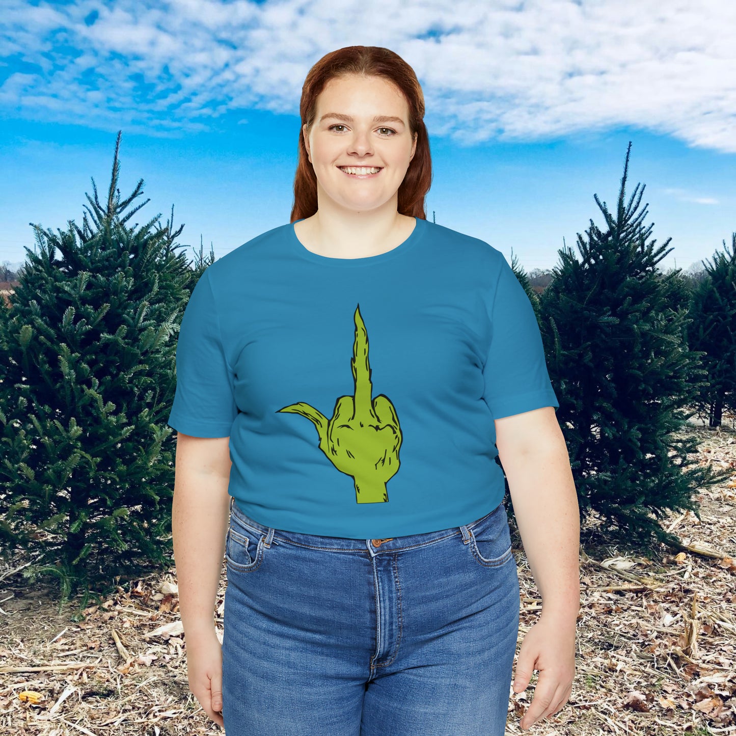 Grinch Middle Finger  Unisex Jersey Short Sleeve Tee