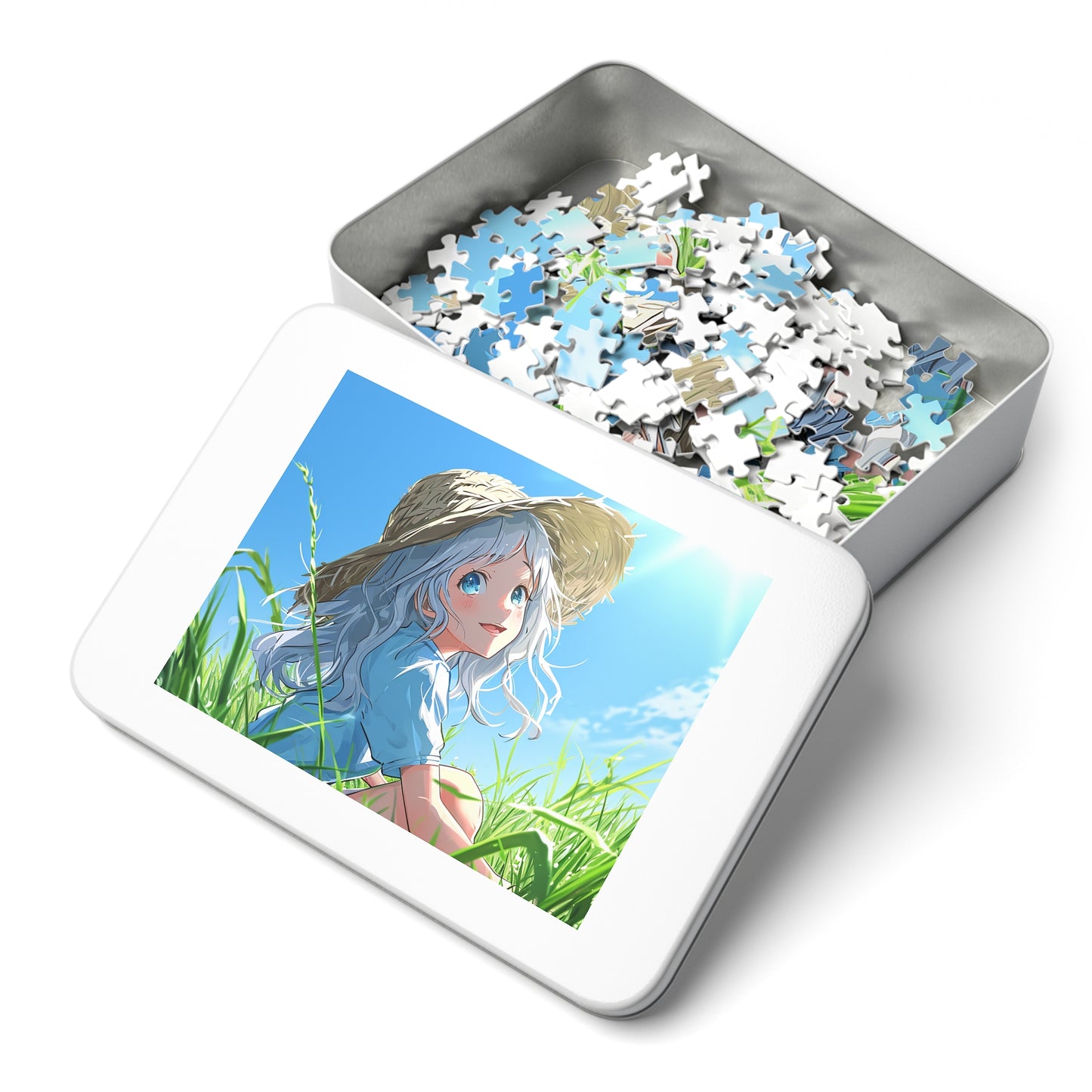 Anime Girl Sitting in a Field  Jigsaw Puzzle (30, 110, 252, 500,1000-Piece)