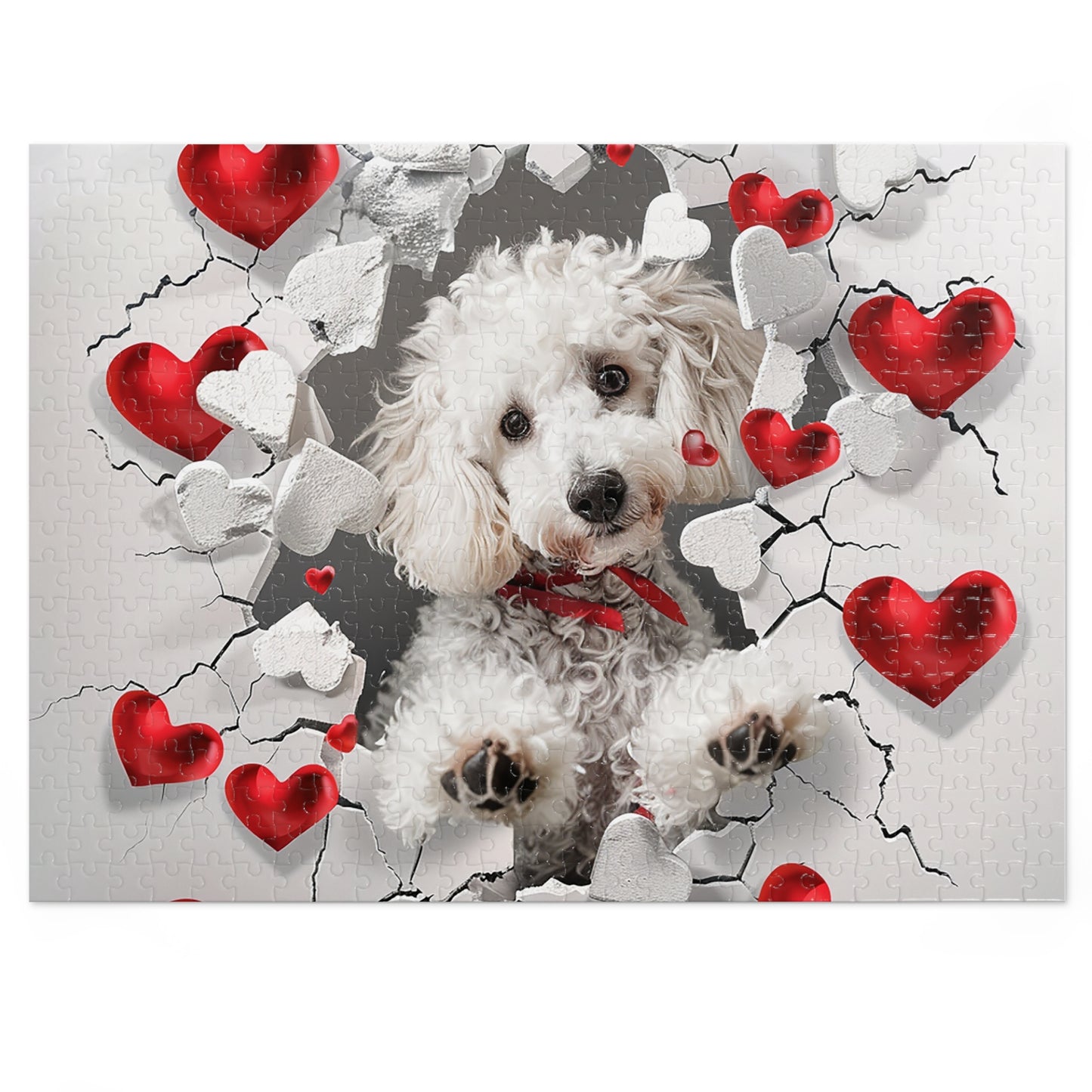 Valentine's Breakout Poodle Jigsaw Puzzle (30, 110, 252, 500,1000-Piece)