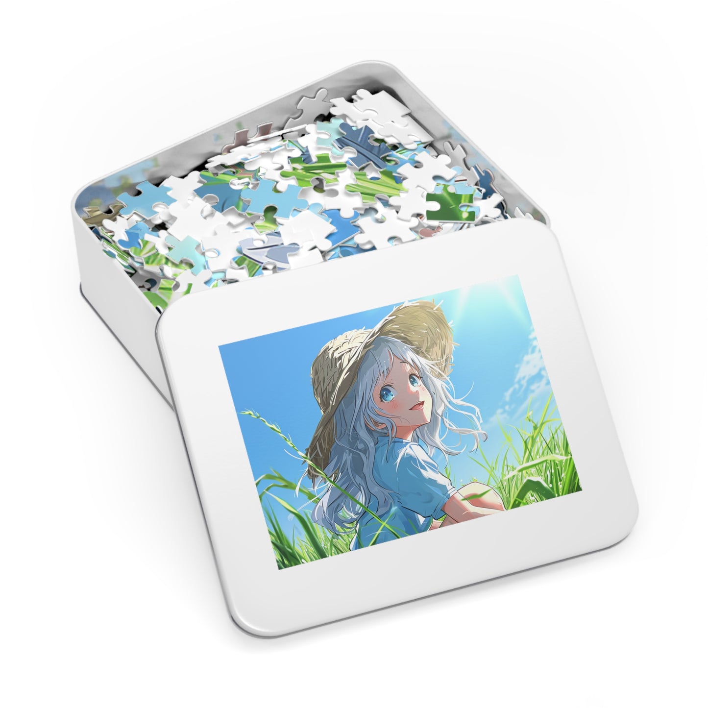 Anime Girl Sitting in a Field  Jigsaw Puzzle (30, 110, 252, 500,1000-Piece)