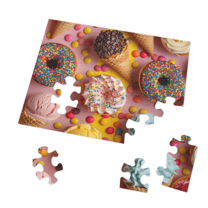 Party Time with Ice Cream, Doughnuts and Cupcakes  Jigsaw Puzzle (30, 110, 252, 500,1000-Piece)