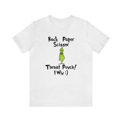 Rock Paper Scissors Throat Punch!  Grinch Jersey Short Sleeve Tee