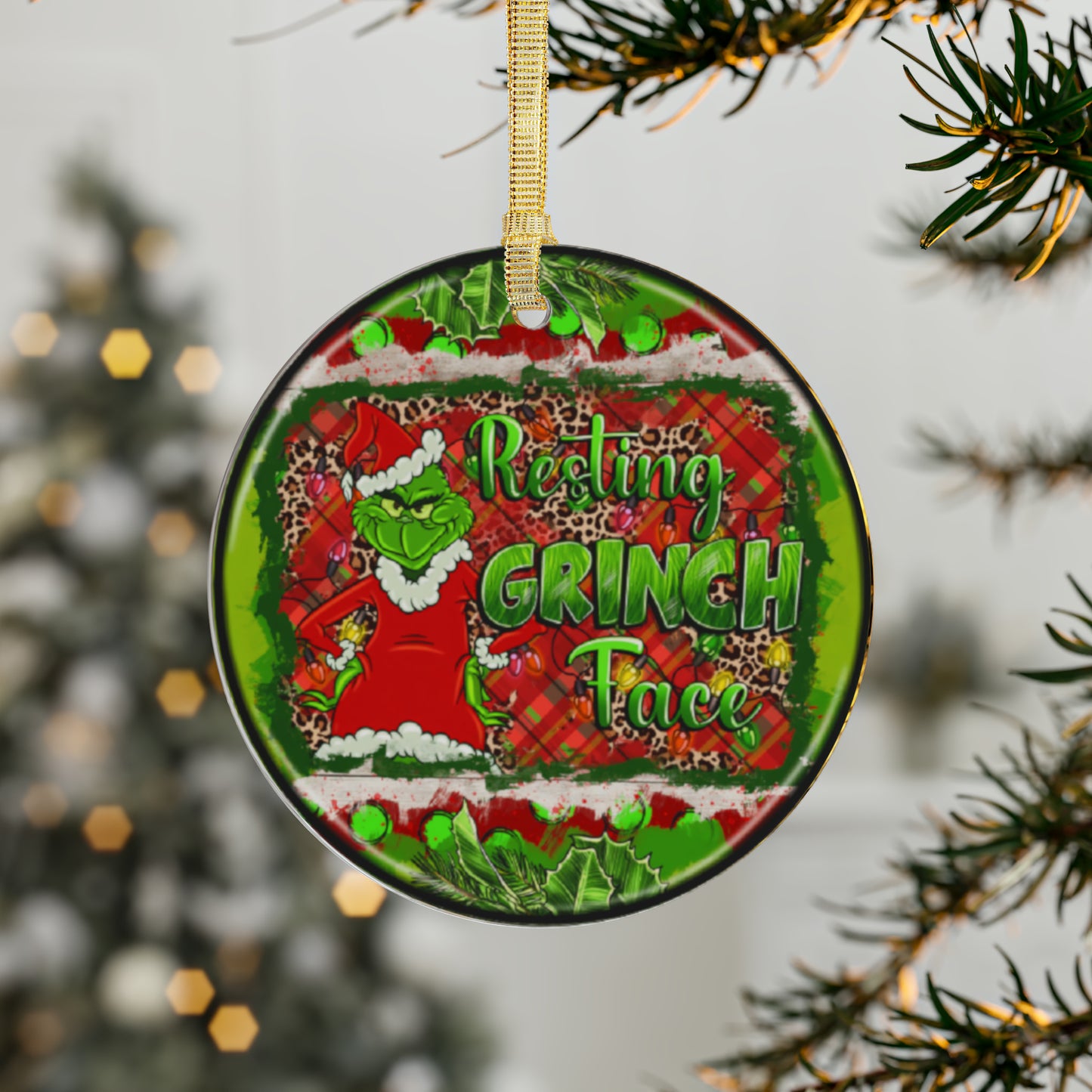 Resting Grinch Face  Acrylic Ornaments