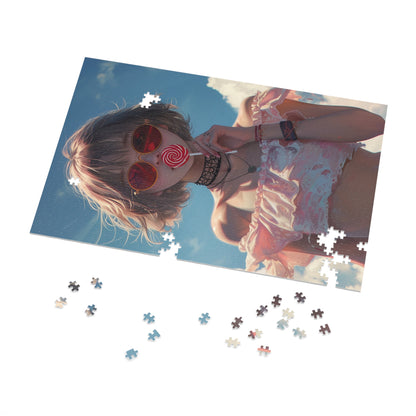 Young Girl in the Summer with Lollypop Jigsaw Puzzle (30, 110, 252, 500,1000-Piece)