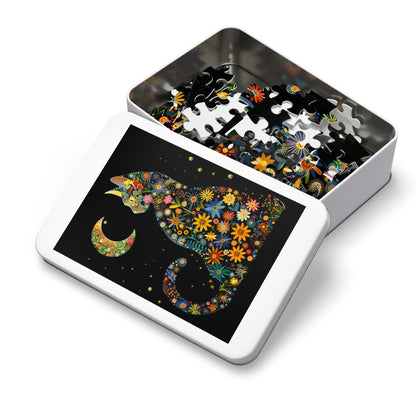 Flower Cat with the Night Sky Jigsaw Puzzle (30, 110, 252, 500,1000-Piece)