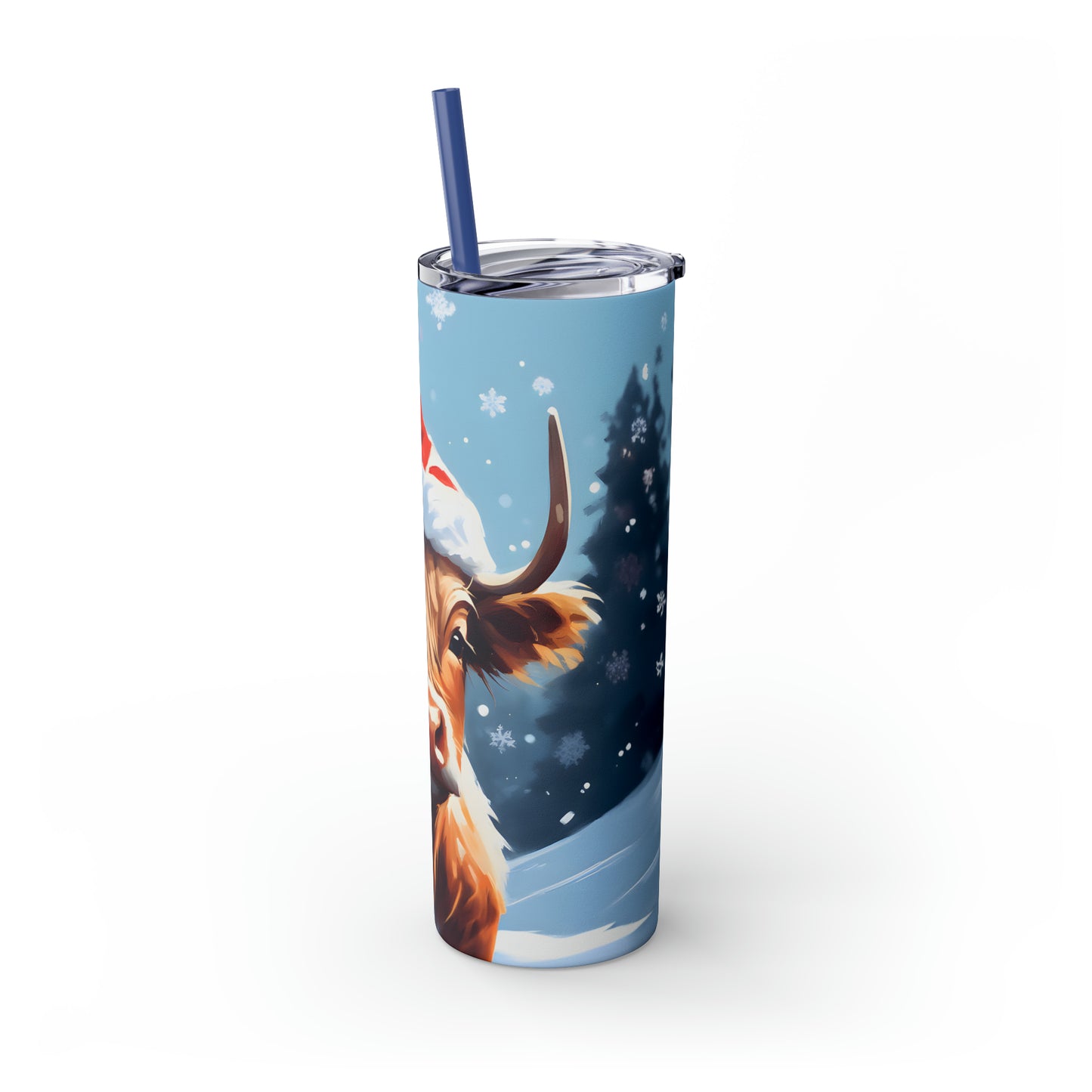 Christmas Cow  Skinny Tumbler with Straw, 20oz