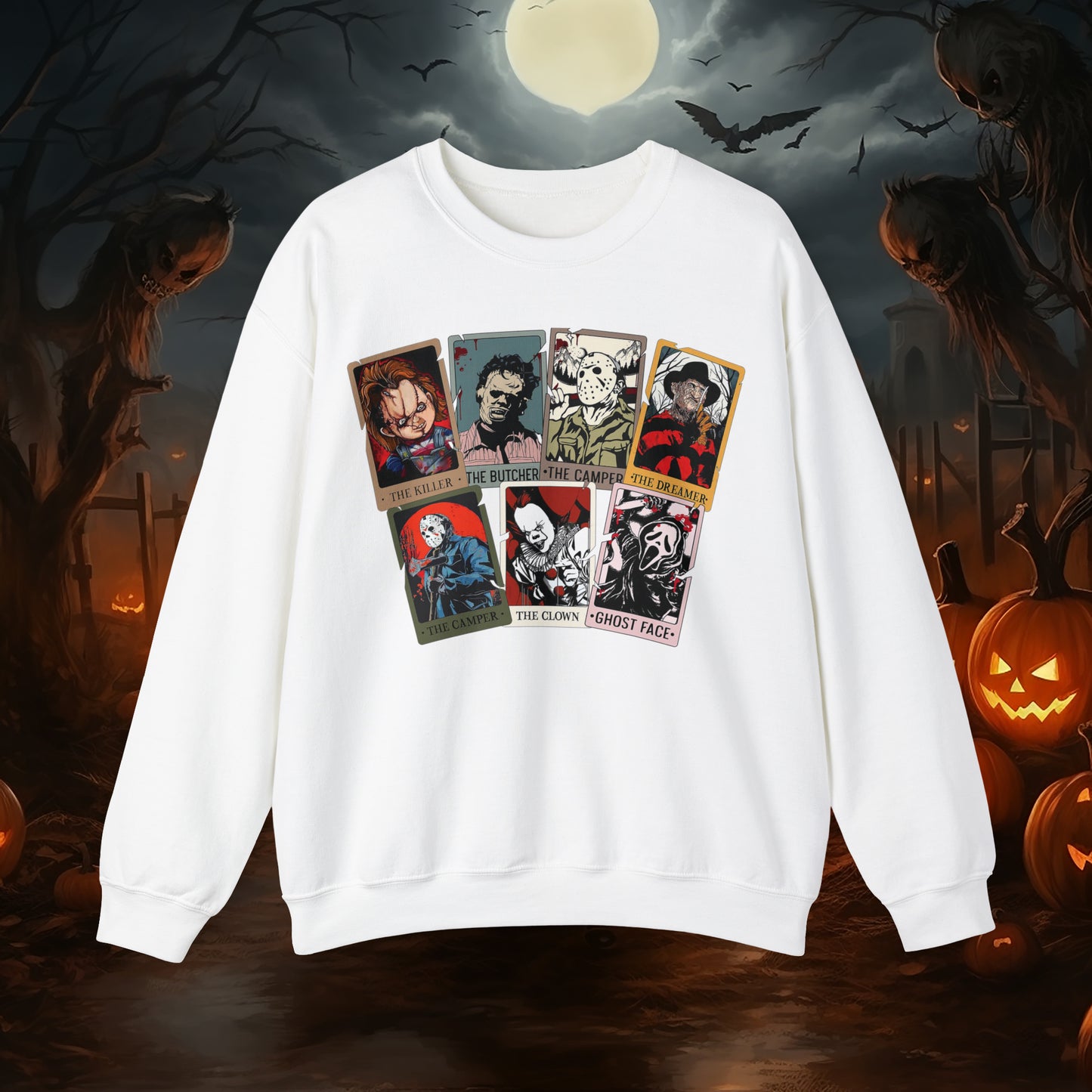 Horror Friends Tarot Cards Unisex Heavy Blend™ Crewneck Sweatshirt