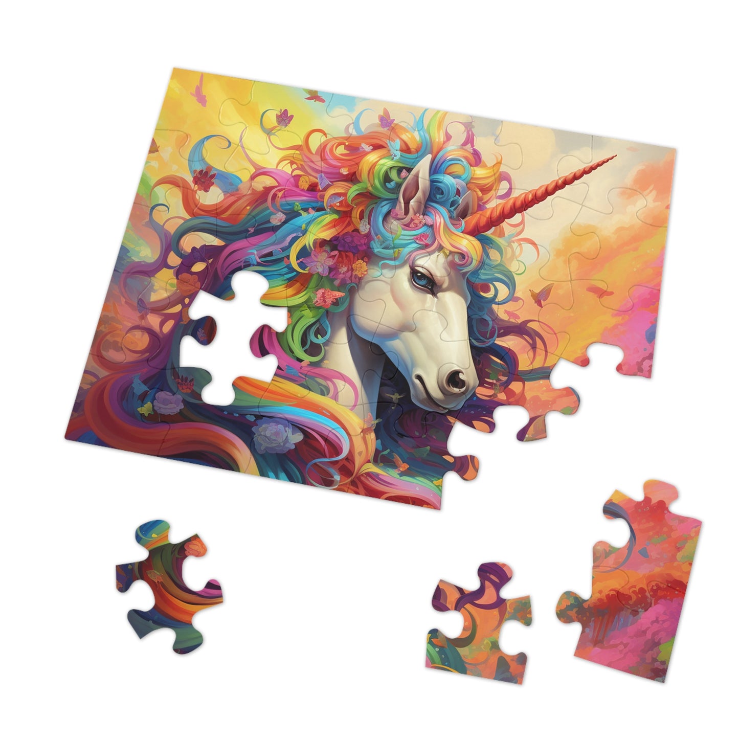 Colorful Unicorn  Jigsaw Puzzle (30, 110, 252, 500,1000-Piece)