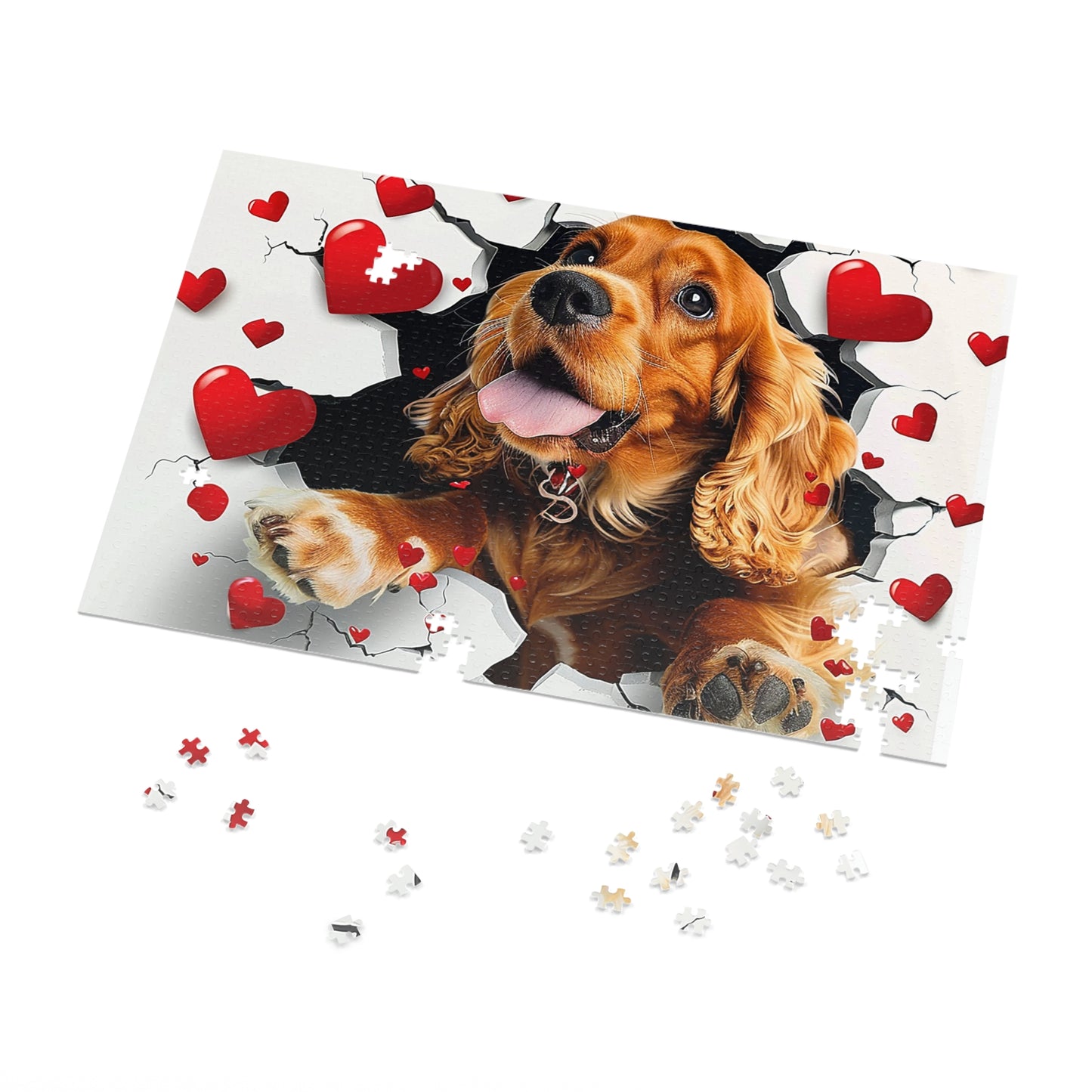 Valentine's Breakout Cocker Spaniel Jigsaw Puzzle (30, 110, 252, 500,1000-Piece)