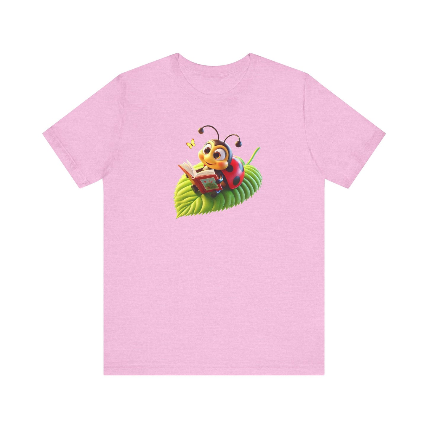 Reading Ladybug  Unisex Jersey Tee - Cute Insect Graphic Tee for Nature Lovers