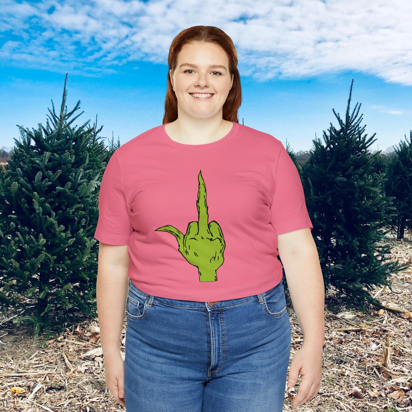 Grinch Middle Finger  Unisex Jersey Short Sleeve Tee