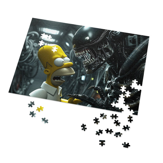 The Alien Meets Homer Jigsaw Puzzle (30, 110, 252, 500,1000-Piece)