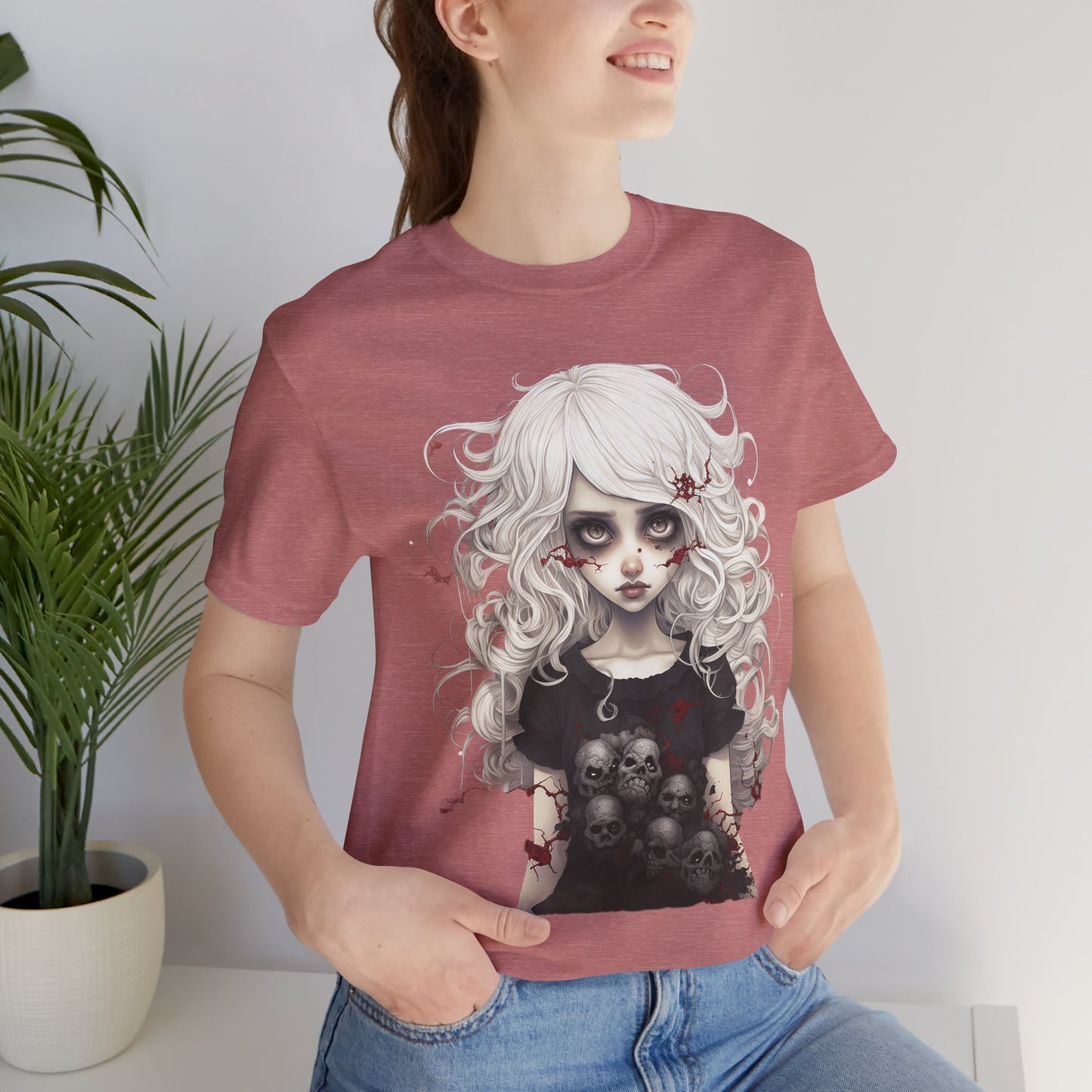 Creepy Doll Halloween Unisex Jersey Short Sleeve Tee