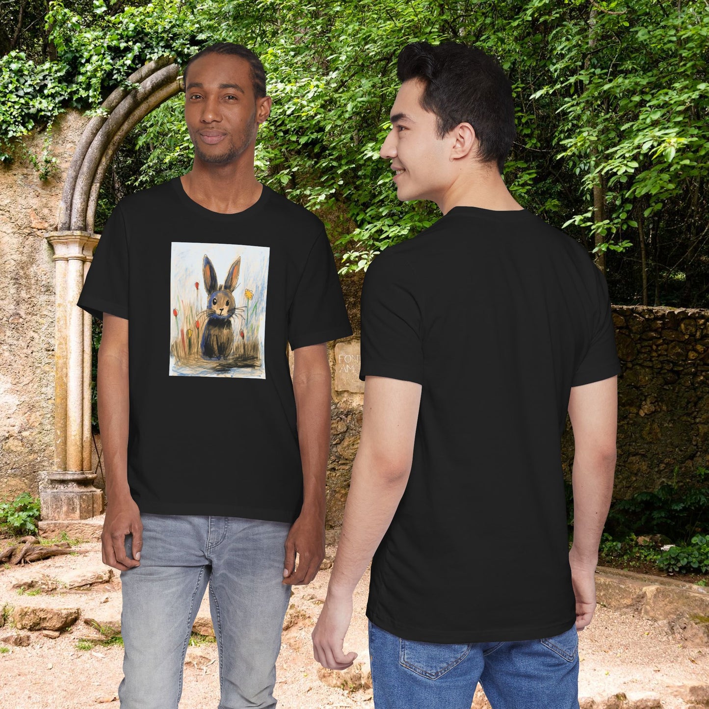Child's Drawing of a Bunny Rabbit   Unisex Jersey Short Sleeve Tee