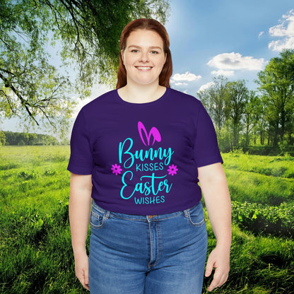 Bunny Kisses Easter Wishes   Unisex Jersey Short Sleeve Tee