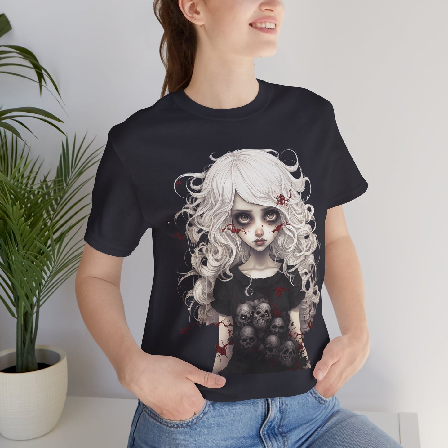 Creepy Doll Halloween Unisex Jersey Short Sleeve Tee