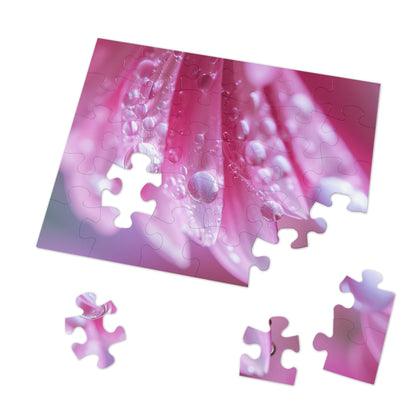 Pink Petals with Dew Drops  Jigsaw Puzzle (30, 110, 252, 500,1000-Piece)