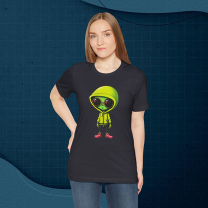 Hip Hop Alien with Grandma's Crew Personalized on Back   Unisex Jersey Short Sleeve Tee