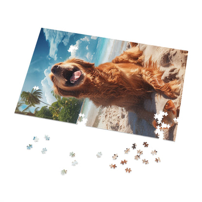 Happy Golden Retriever at the Beach  Jigsaw Puzzle (30, 110, 252, 500,1000-Piece)