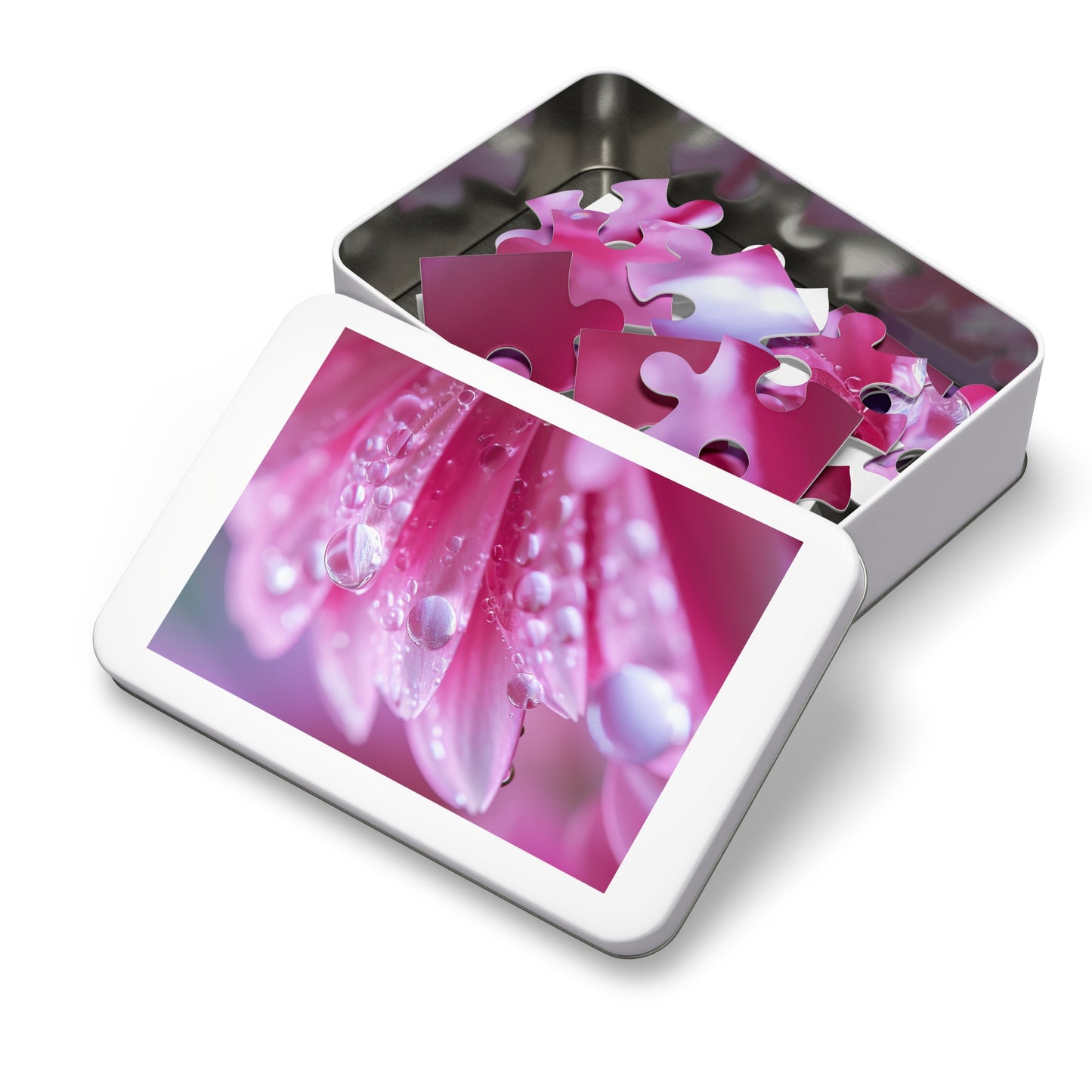 Pink Petals with Dew Drops  Jigsaw Puzzle (30, 110, 252, 500,1000-Piece)