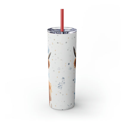 Christmas Cow  Skinny Tumbler with Straw, 20oz