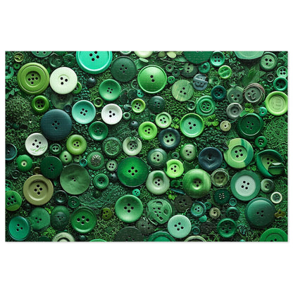 Green Buttons Laying in the Grass Jigsaw Puzzle (30, 110, 252, 500,1000-Piece)