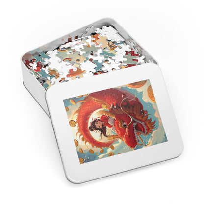 Riding the Red Chinese Dragon  Jigsaw Puzzle (30, 110, 252, 500,1000-Piece)