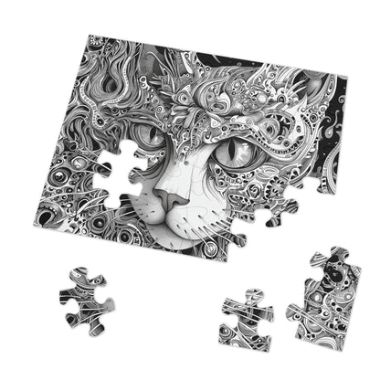 Black and White Cat Sketch Jigsaw Puzzle (30, 110, 252, 500,1000-Piece)