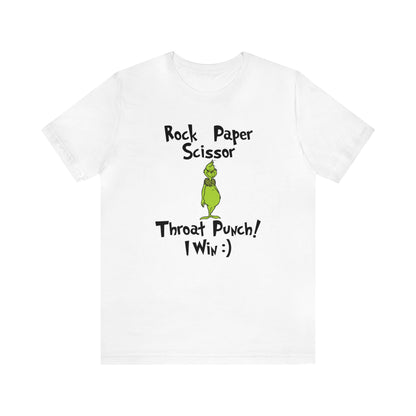 Rock Paper Scissors Throat Punch!  Grinch Jersey Short Sleeve Tee