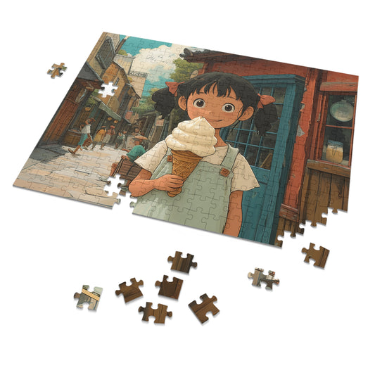 Young Anime Girl with an Ice Cream Cone  Jigsaw Puzzle (30, 110, 252, 500,1000-Piece)
