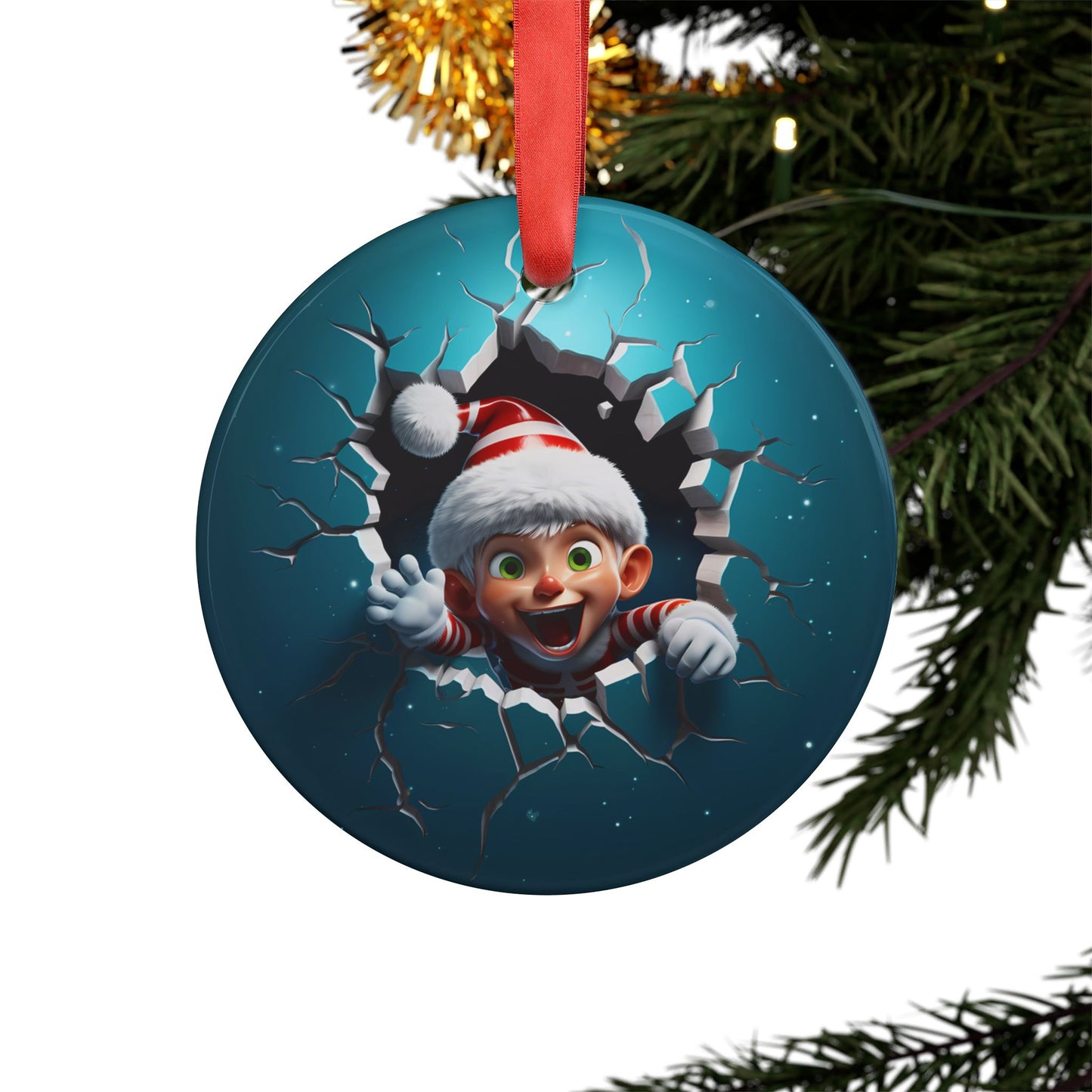 2024 Christmas Elf Acrylic Ornament with Ribbon