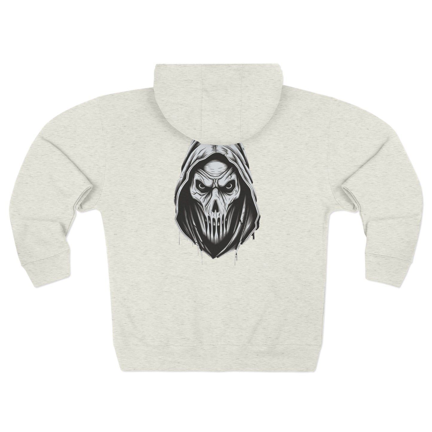 Scary Skull Back Printed Premium Full Zip Hoodie