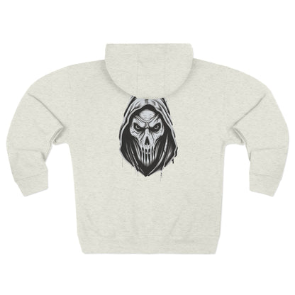 Scary Skull Back Printed Premium Full Zip Hoodie