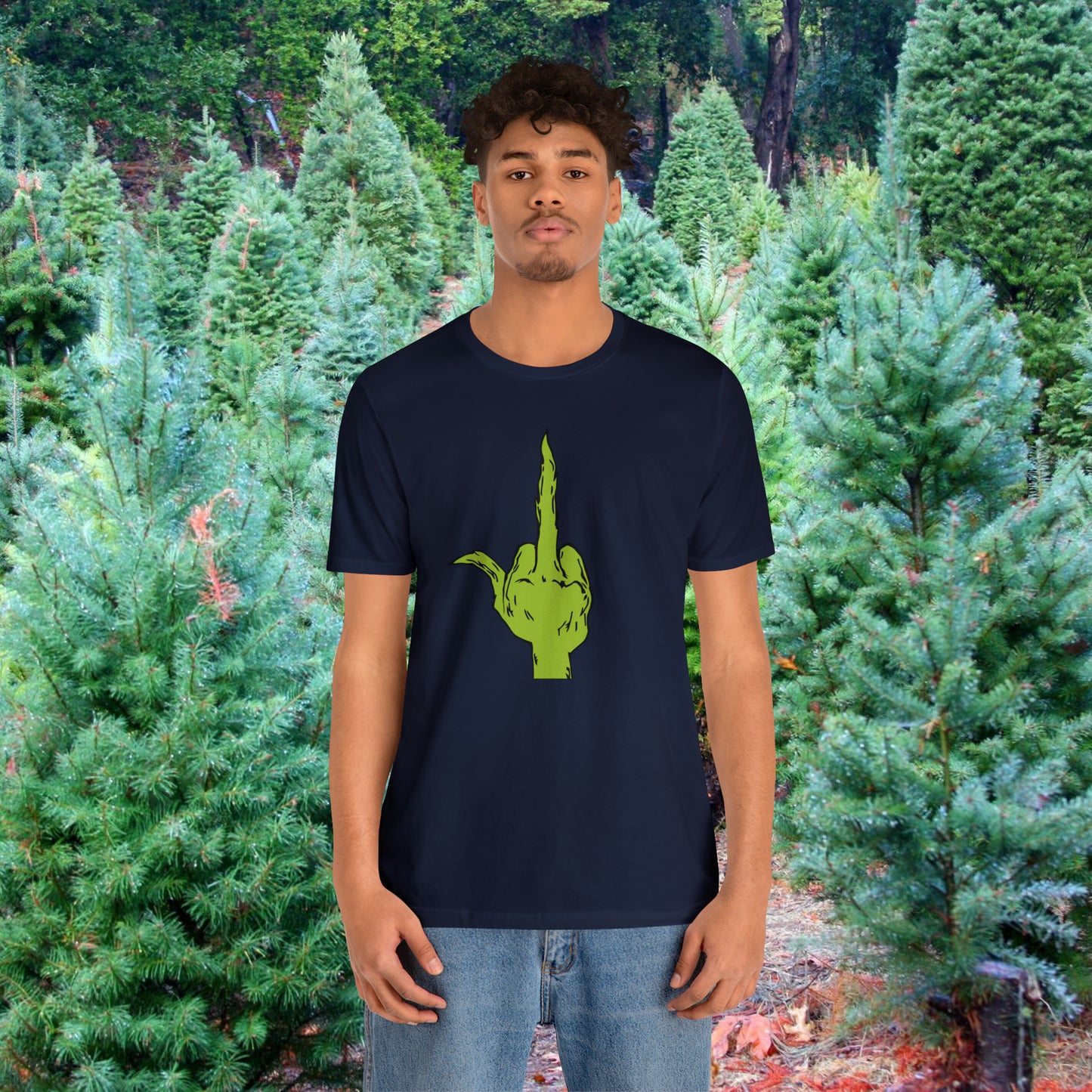 Grinch Middle Finger  Unisex Jersey Short Sleeve Tee