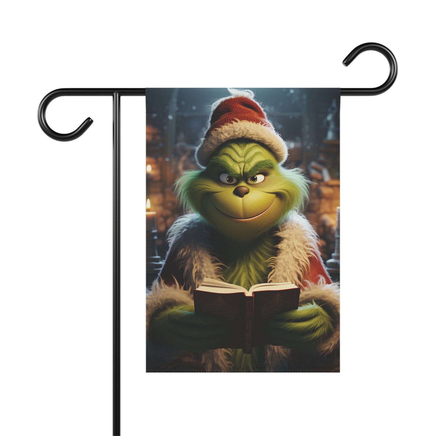 The Grinch Reading a Book  Garden & House Banner