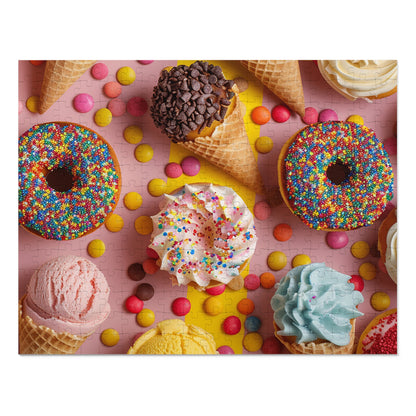 Party Time with Ice Cream, Doughnuts and Cupcakes  Jigsaw Puzzle (30, 110, 252, 500,1000-Piece)