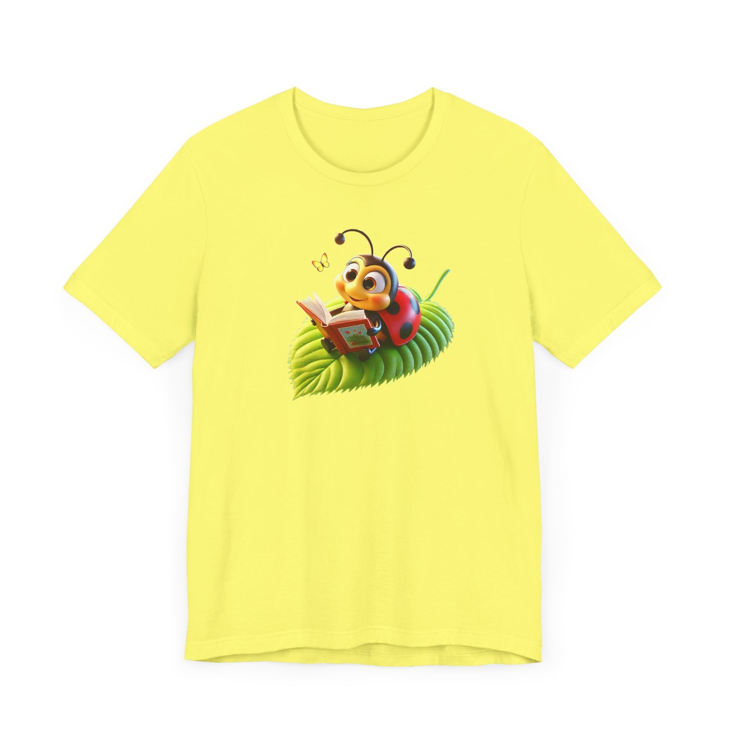 Reading Ladybug  Unisex Jersey Tee - Cute Insect Graphic Tee for Nature Lovers