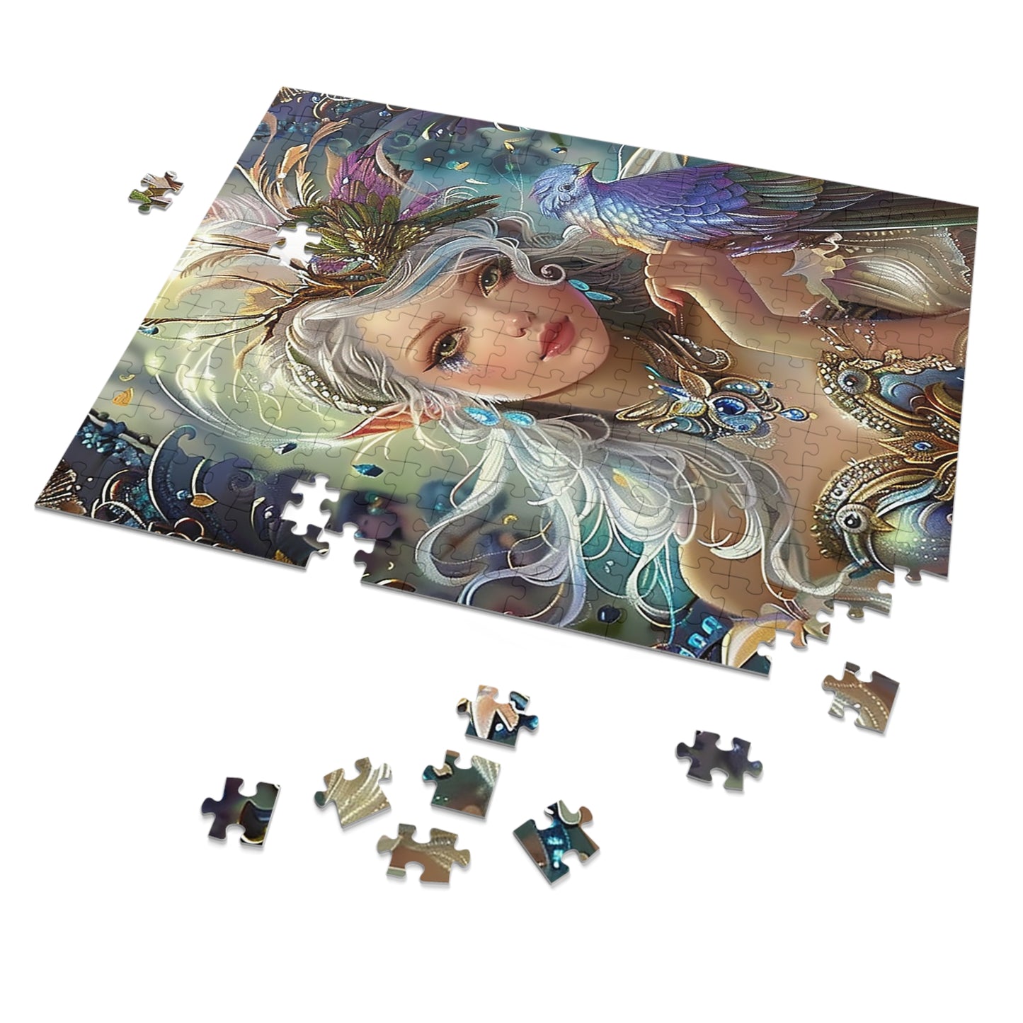 Mystical Fairy with Bird Jigsaw Puzzle (30, 110, 252, 500,1000-Piece)