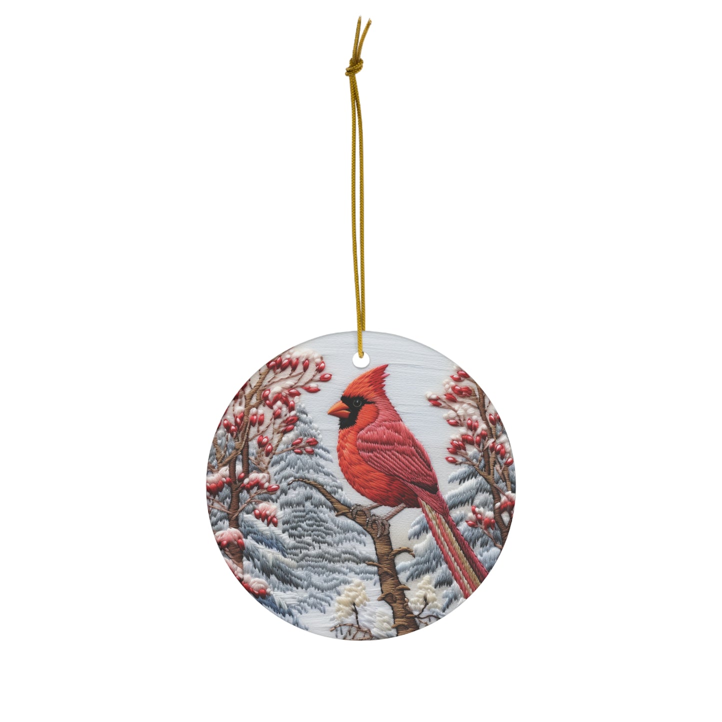 Christmas Cardinal Ceramic Ornament