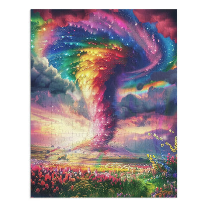 Rainbow Colored Tornado  Jigsaw Puzzle (30, 110, 252, 500,1000-Piece)