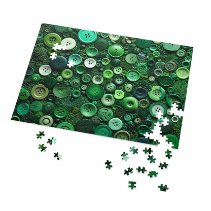 Green Buttons Laying in the Grass Jigsaw Puzzle (30, 110, 252, 500,1000-Piece)