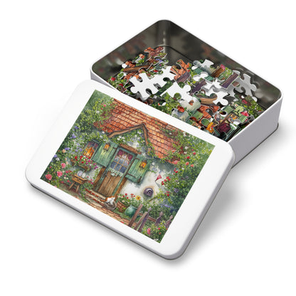 Country Cottage with Little Cat  Jigsaw Puzzle (30, 110, 252, 500,1000-Piece)