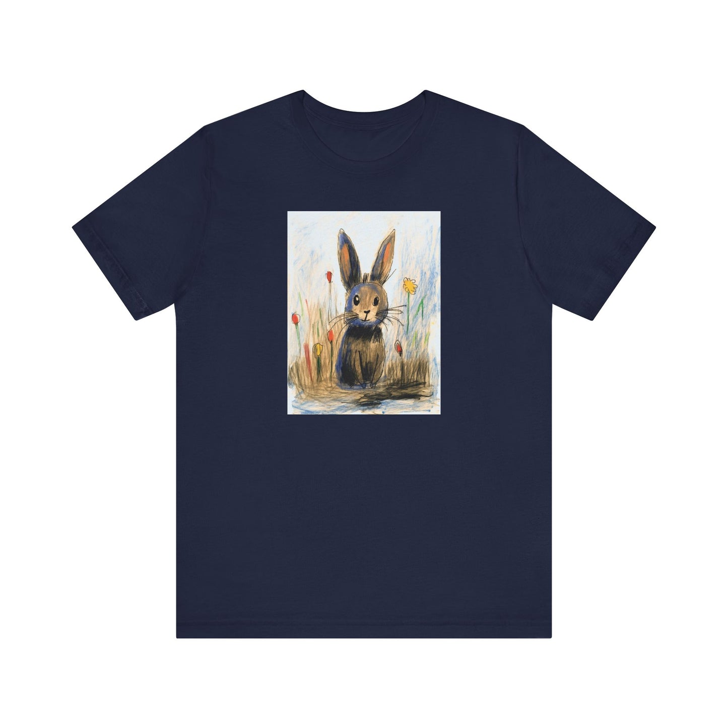 Child's Drawing of a Bunny Rabbit   Unisex Jersey Short Sleeve Tee
